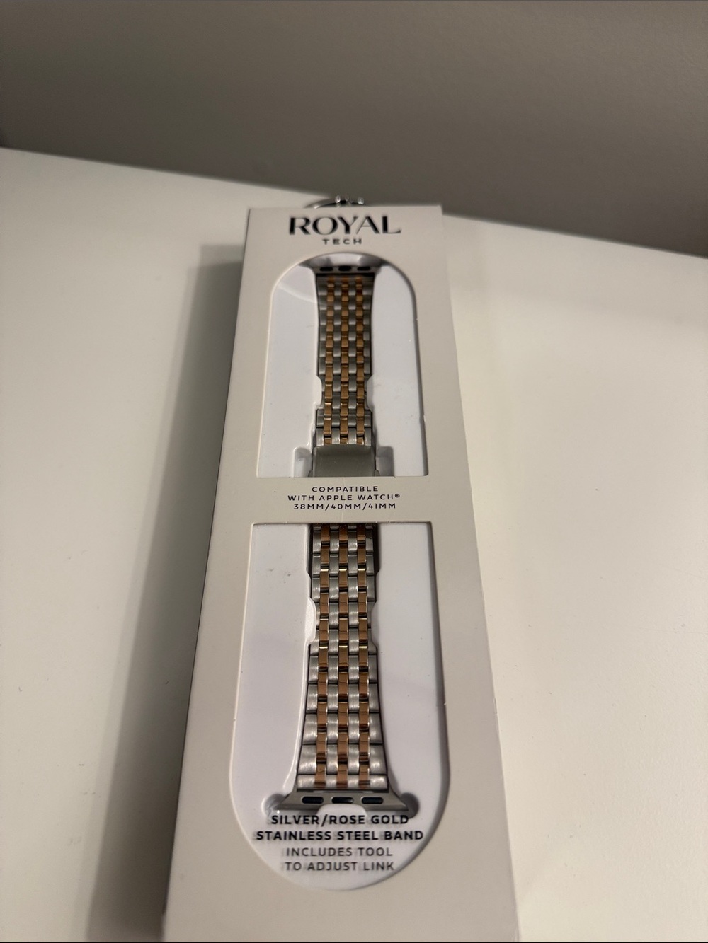 Two-Tone Stainless Steel Watch Band — Silver & Rose Gold